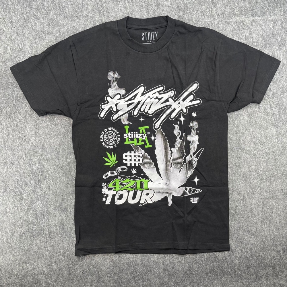 Stiiizy Shirt Mens Medium High Society 420 Tour Graphic Black Streetwear LA
